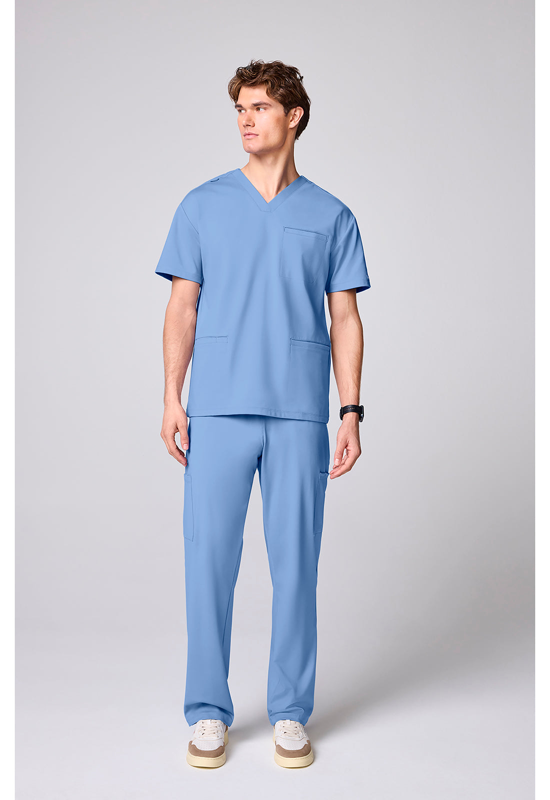 Achieve CK00037 Men's 3 Pocket V-neck Scrub Top Ciel