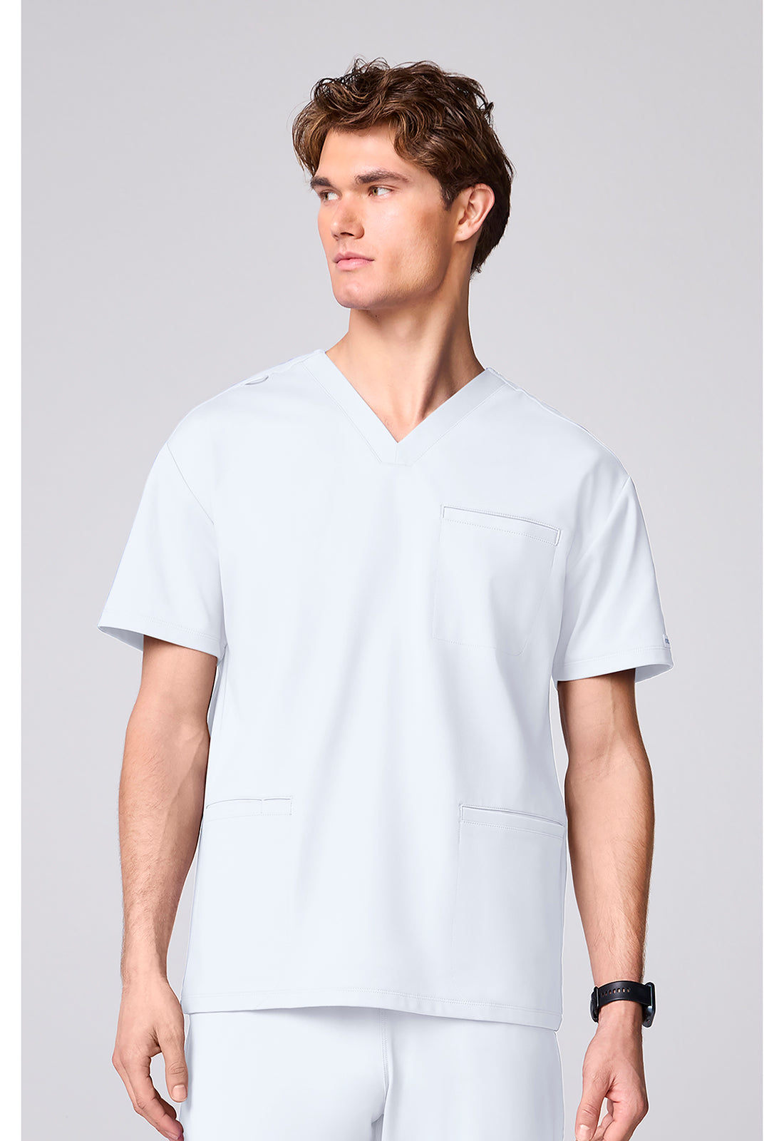 Achieve CK00037 Men's 3 Pocket V-neck Scrub Top White