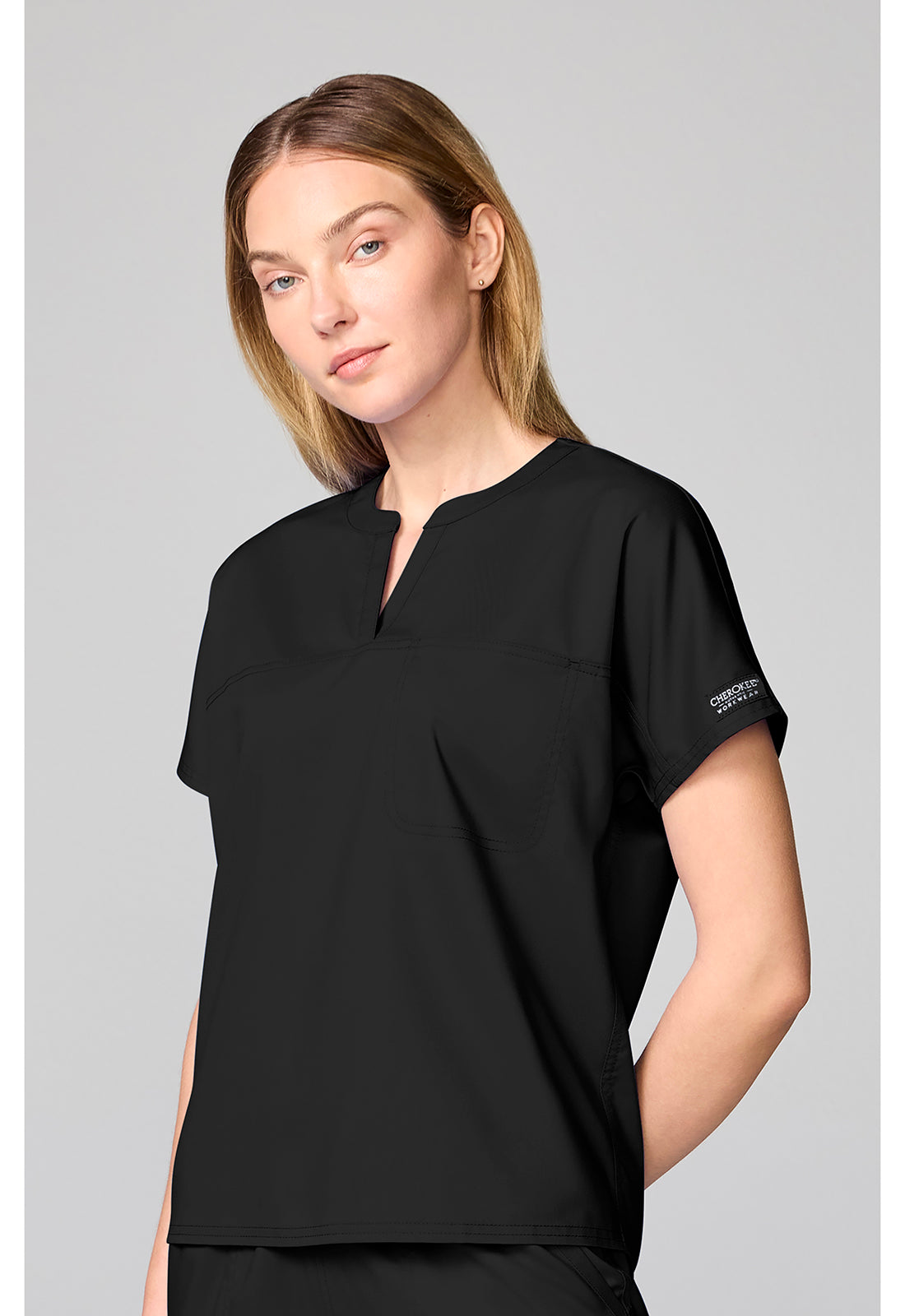 Workwear Revolution CK00038 Women's Mandarin Collar Scrub Top Black