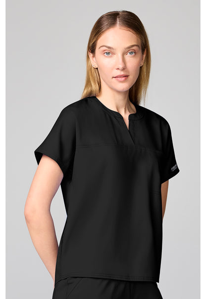Workwear Revolution CK00038 Women's Mandarin Collar Scrub Top Black