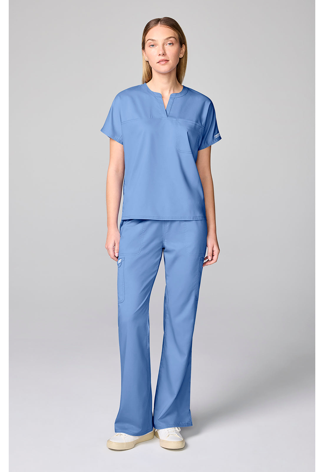 Workwear Revolution CK00038 Women's Mandarin Collar Scrub Top Ciel Blue