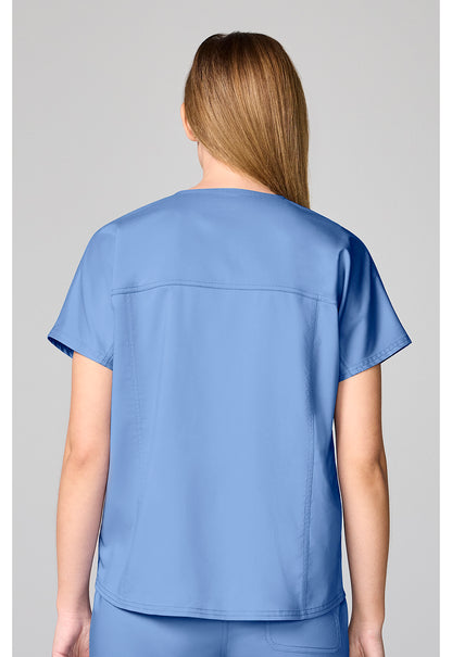 Workwear Revolution CK00038 Women's Mandarin Collar Scrub Top Ciel Blue