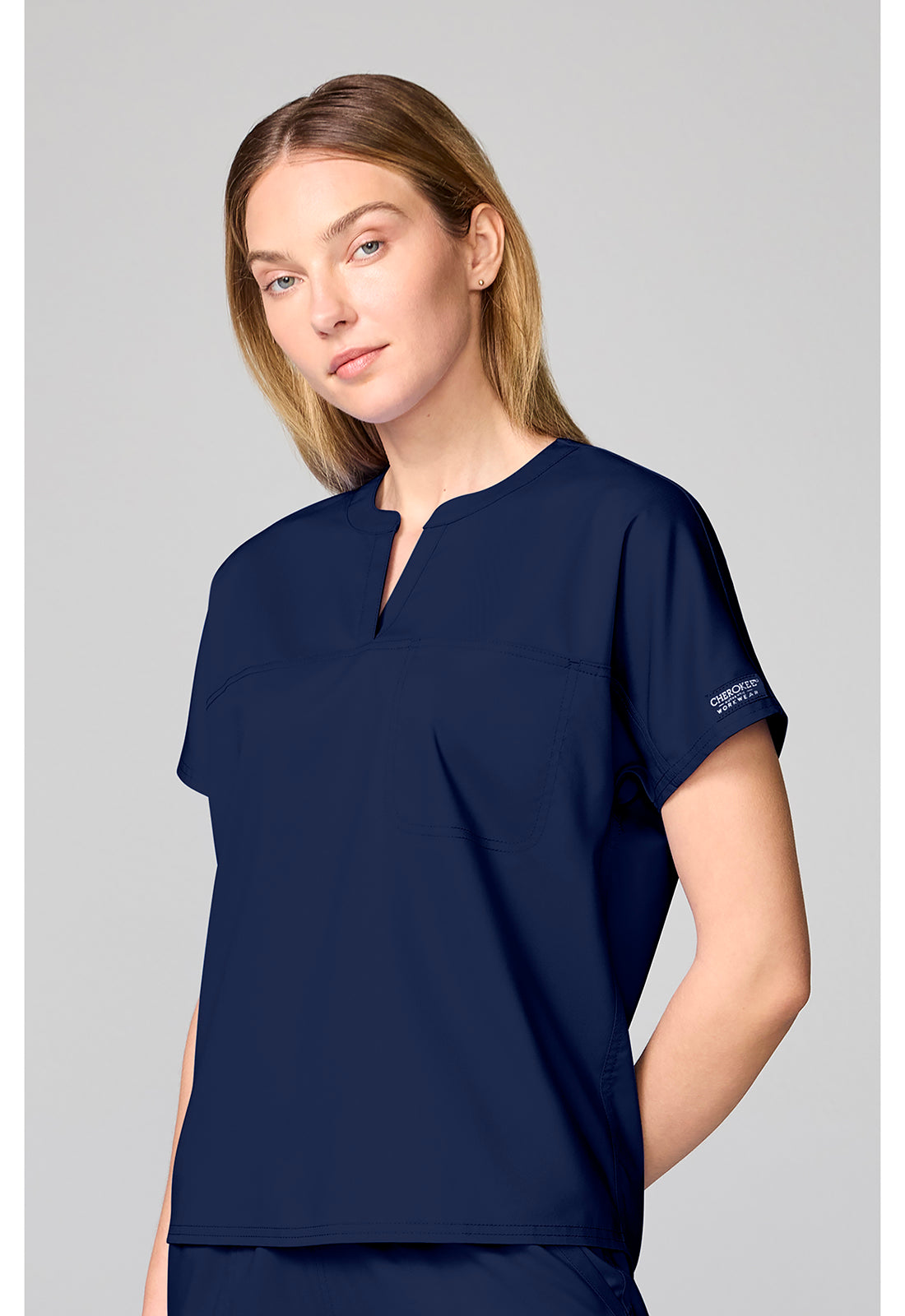 Workwear Revolution CK00038 Women's Mandarin Collar Scrub Top Navy