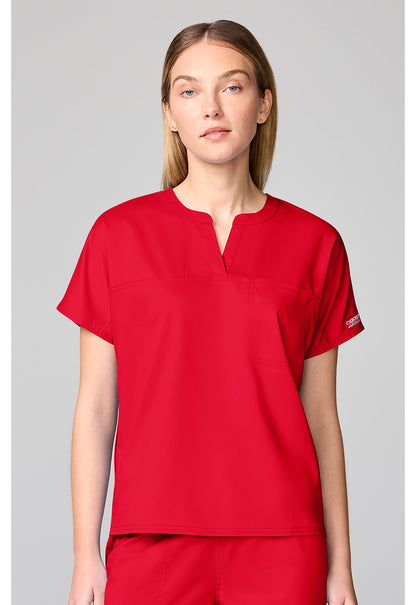 Workwear Revolution CK00038 Women's Mandarin Collar Scrub Top Sweet Paprika