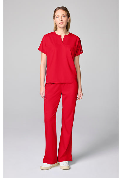 Workwear Revolution CK00038 Women's Mandarin Collar Scrub Top Sweet Paprika