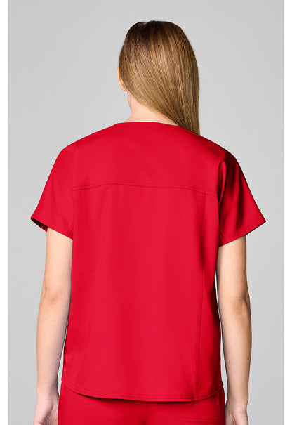 Workwear Revolution CK00038 Women's Mandarin Collar Scrub Top Sweet Paprika