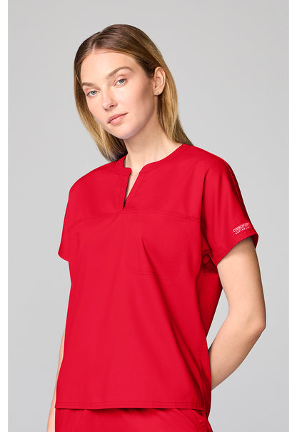 Workwear Revolution CK00038 Women's Mandarin Collar Scrub Top Sweet Paprika