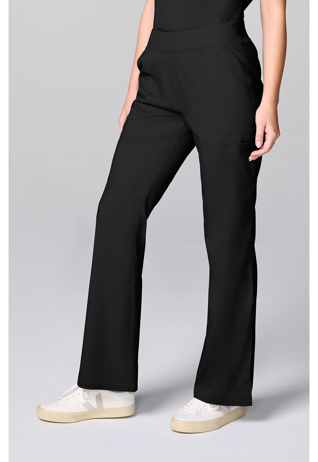 Workwear Revolution CK00039 Women's Flared Cargo Scrub Pants Black