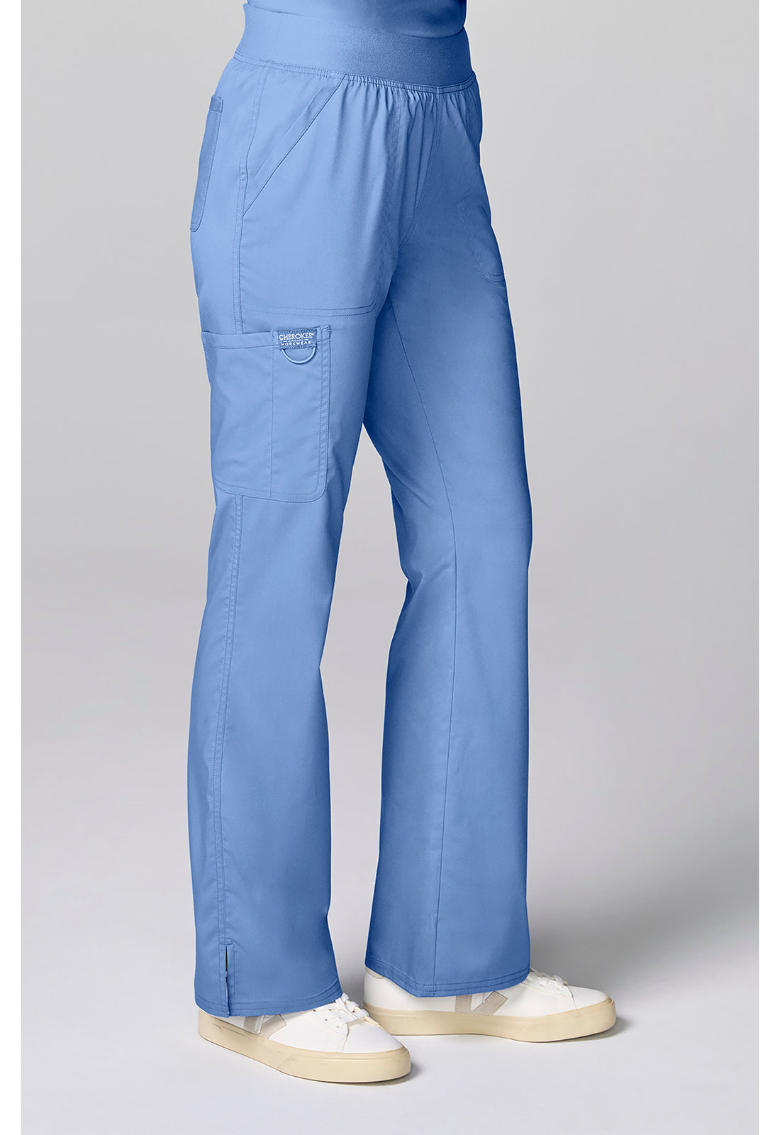 Workwear Revolution CK00039 Women's Flared Cargo Scrub Pants Ciel Blue