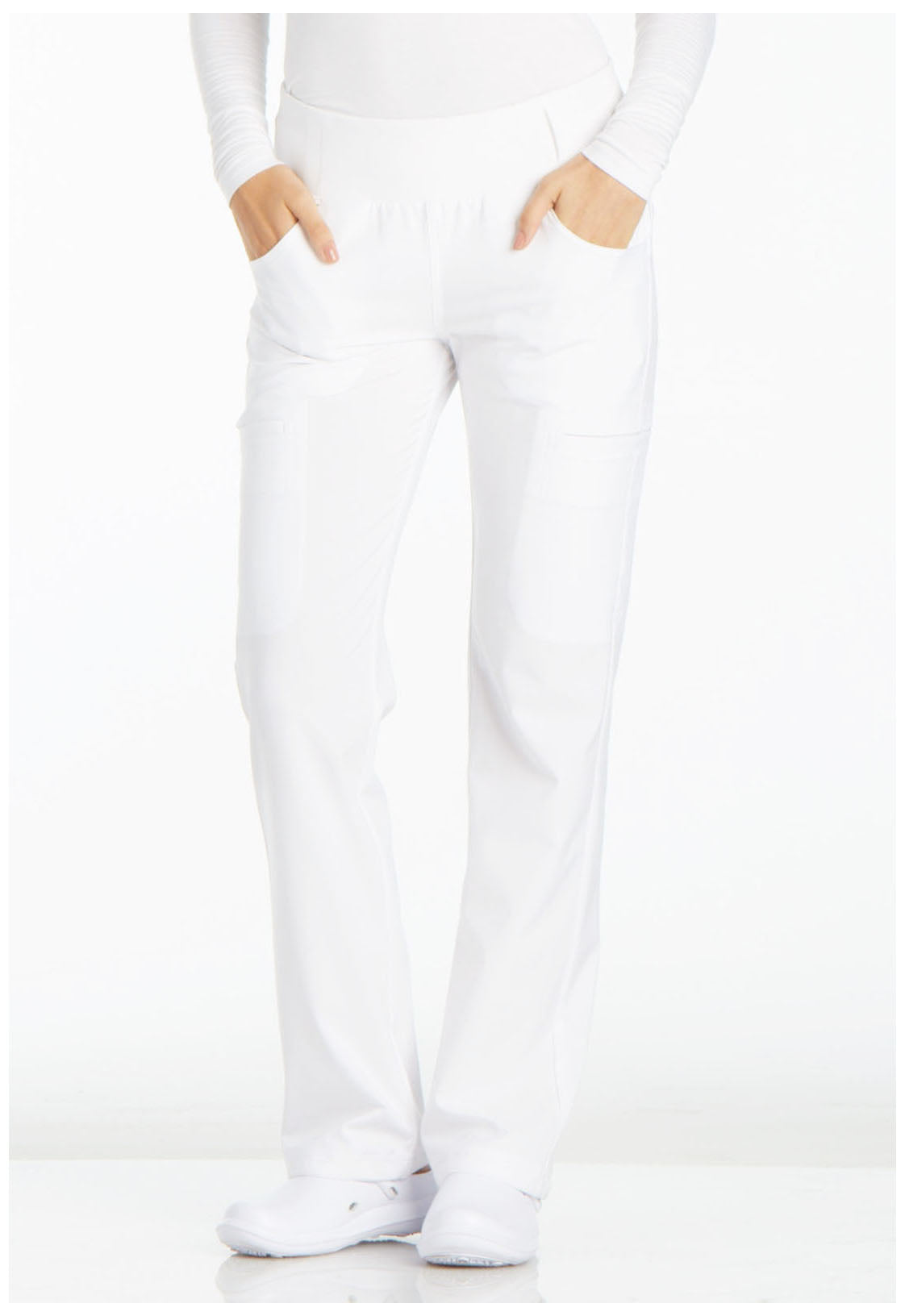 iFlex CK002 Mid Rise Straight Leg Pull-on Pants White