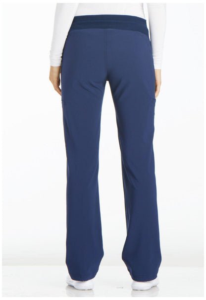 iFlex CK002 Mid Rise Straight Leg Pull-on Pants Navy Model Image Back | Cherokee