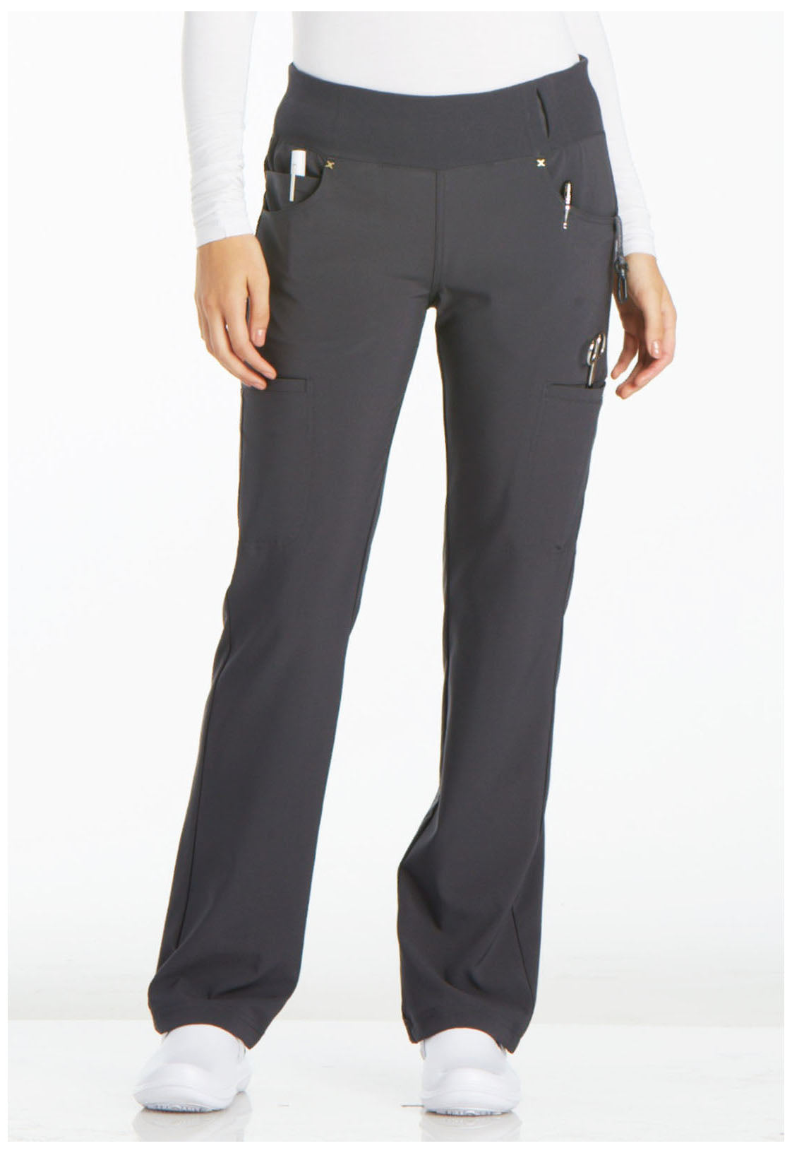 iFlex CK002 Mid Rise Straight Leg Pull-on Pants Pewter