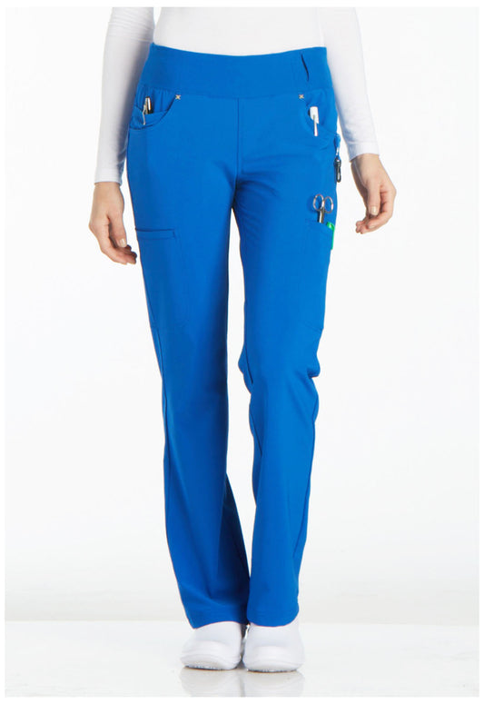 iFlex CK002 Mid Rise Straight Leg Pull-on Pants Royal Model Image Front | Cherokee