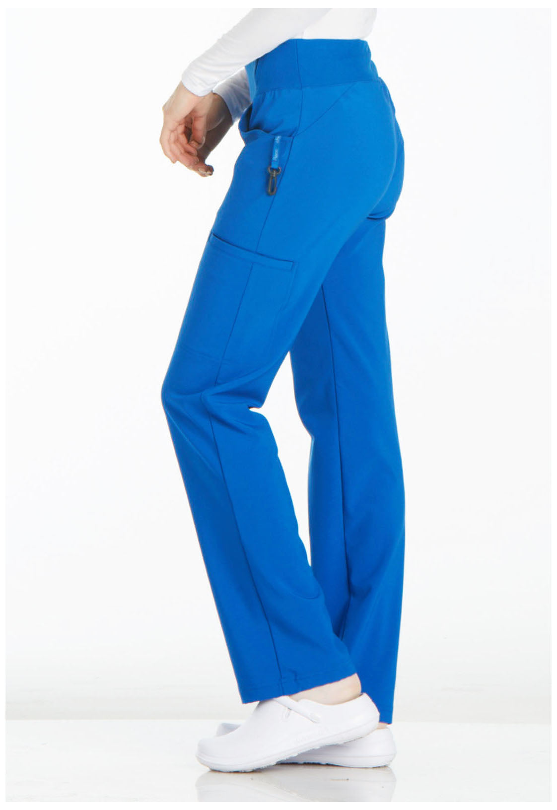 iFlex CK002 Mid Rise Straight Leg Pull-on Pants Royal Model Image Right Side | Cherokee