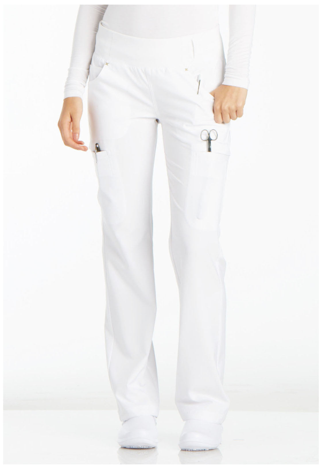 iFlex CK002 Mid Rise Straight Leg Pull-on Pants White