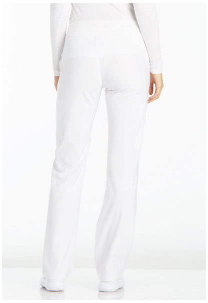 iFlex CK002 Mid Rise Straight Leg Pull-on Pants White Model Image Back | Cherokee