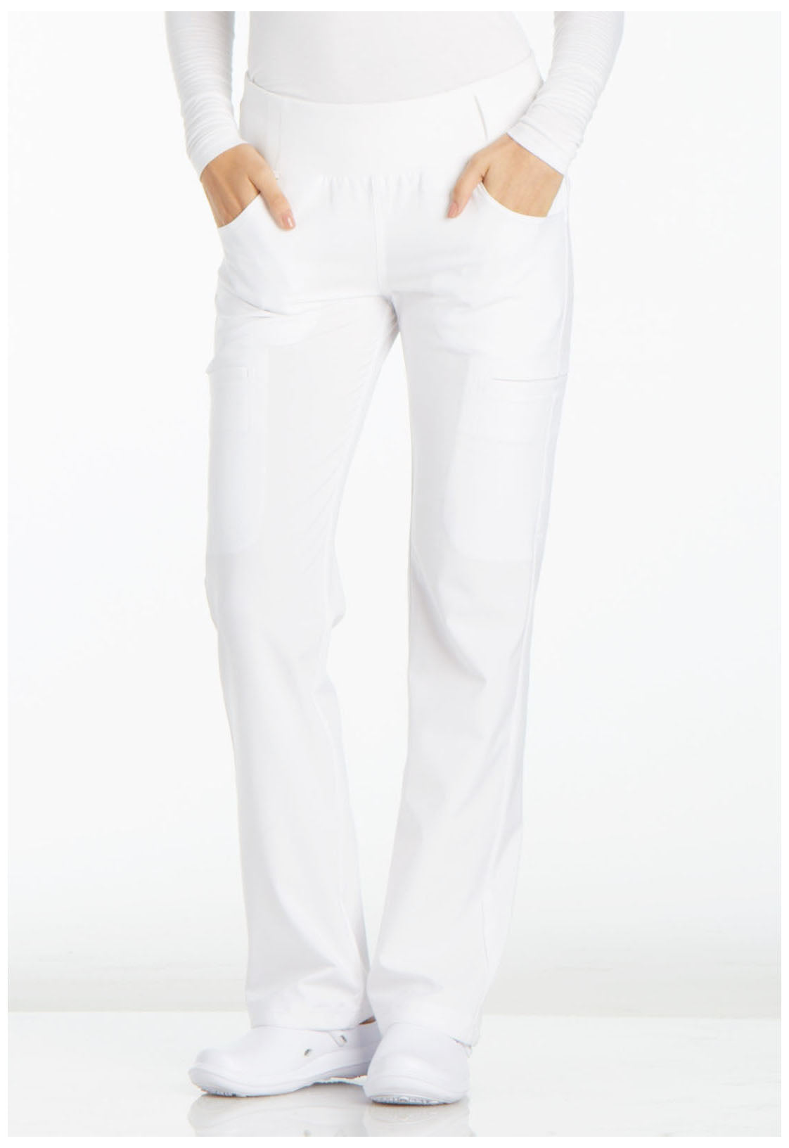 iFlex CK002 Mid Rise Straight Leg Pull-on Pants White