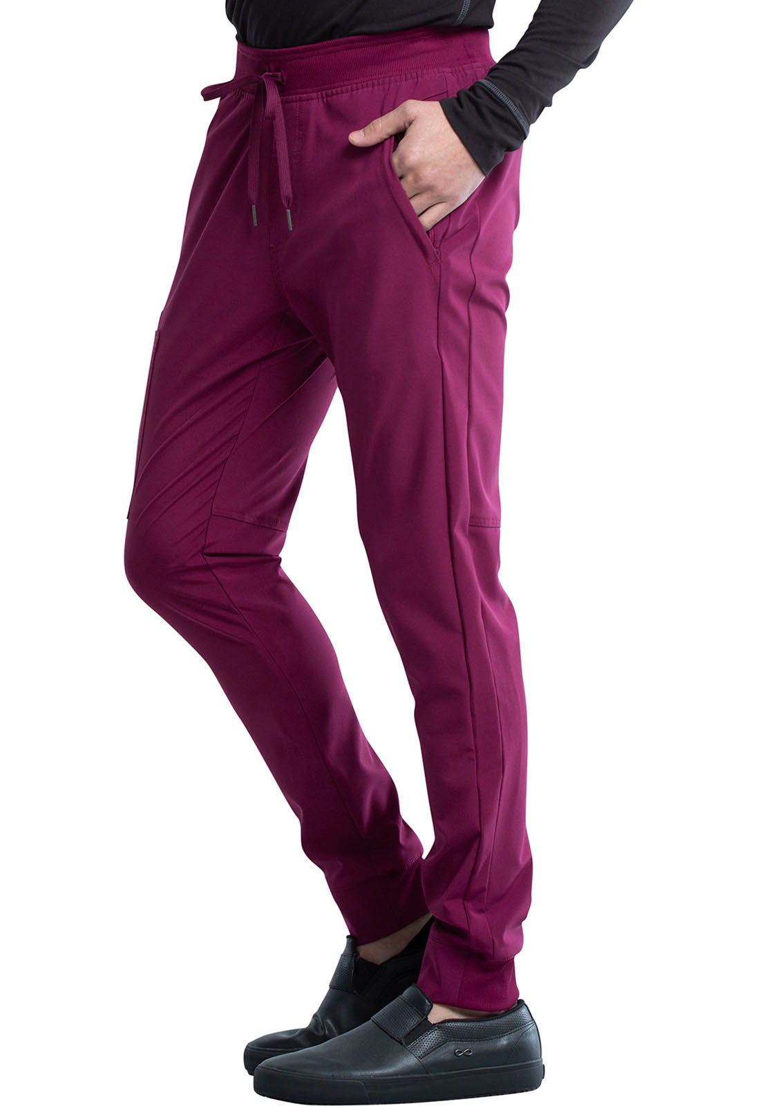 Classics CK004A Men's Mid Rise Jogger Wine Model Image Right Side | Infinity