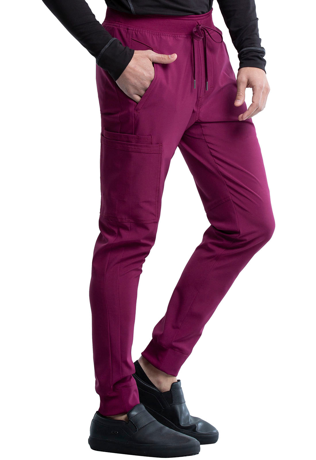 Classics CK004A Men's Mid Rise Jogger Wine Model Image Left Side | Infinity