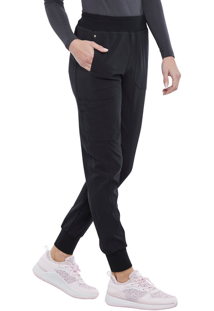 iFlex CK011 Mid Rise Jogger Black Model Image Left Side | Cherokee