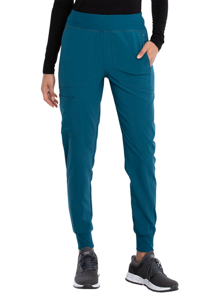 iFlex CK011 Mid Rise Jogger Caribbean Blue Model Image Front | Cherokee