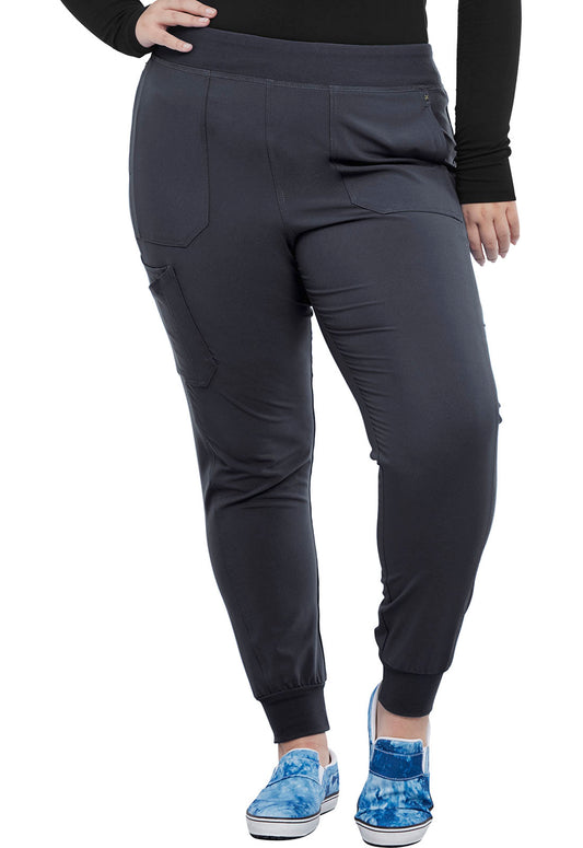 iFlex CK011 Mid Rise Jogger Pewter Model Image Front | Cherokee