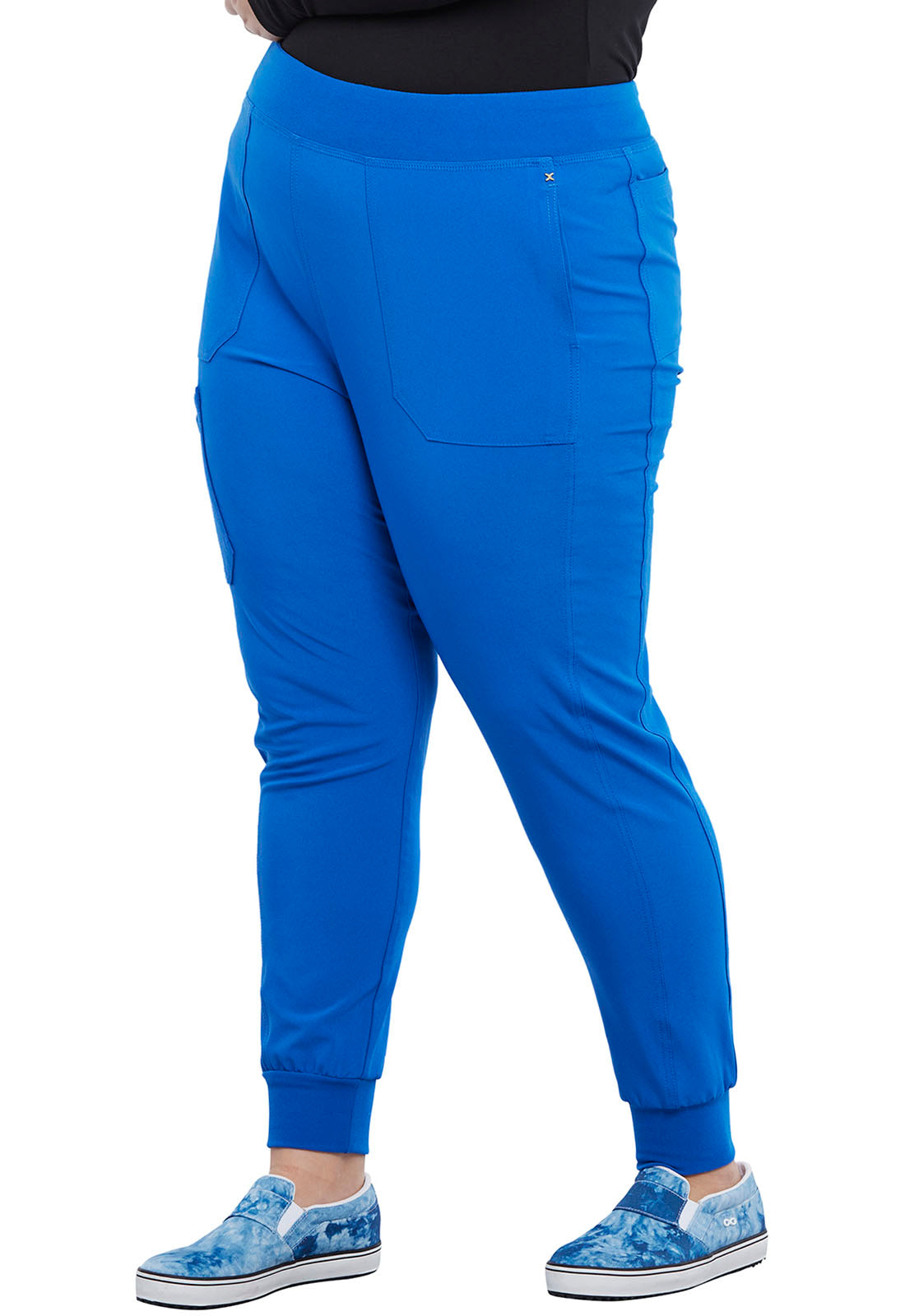 iFlex CK011 Mid Rise Jogger Royal Model Image Right Side | Cherokee