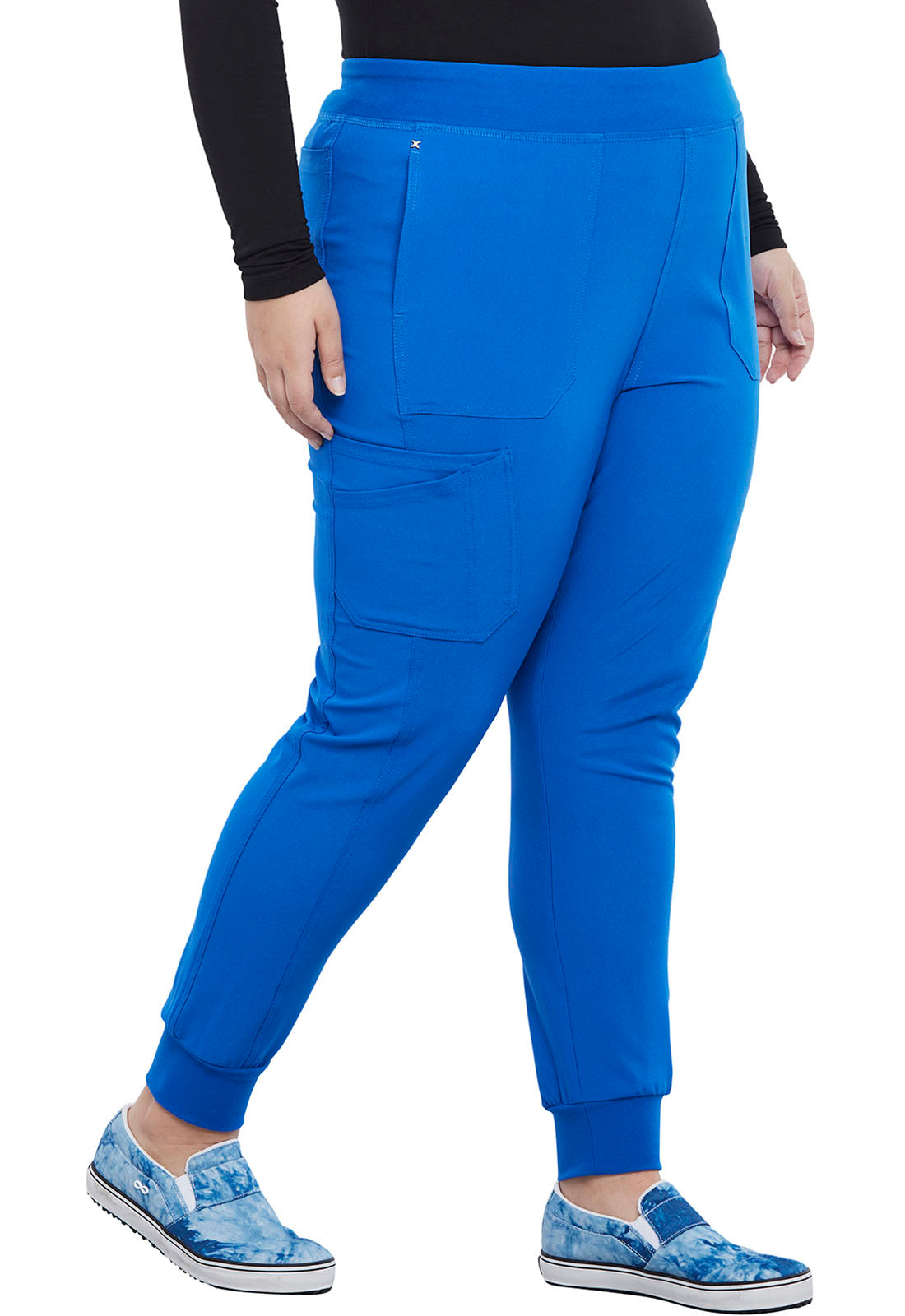 iFlex CK011 Mid Rise Jogger Royal Model Image Left Side | Cherokee