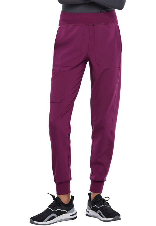 iFlex CK011 Mid Rise Jogger Wine Model Image Front | Cherokee