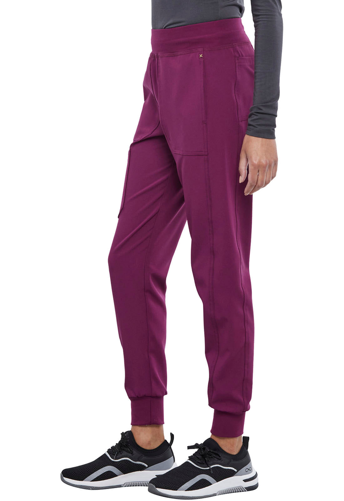 iFlex CK011 Mid Rise Jogger Wine Model Image Right Side | Cherokee