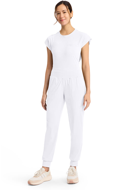 Achieve CK033 Women's 5-Pocket Jogger Scrub Pants White