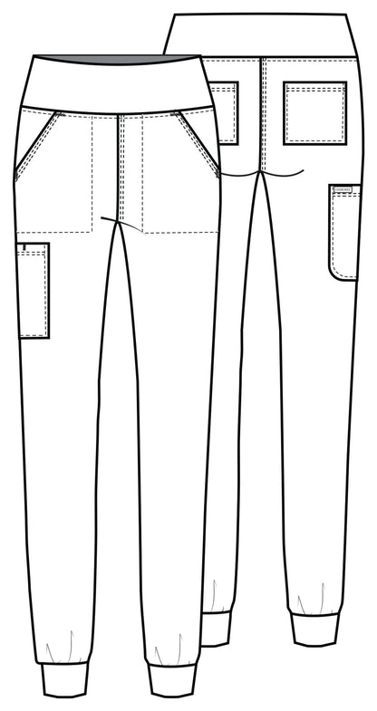 Achieve CK033 Women's 5-Pocket Jogger Scrub Pants Tropical Hibiscus