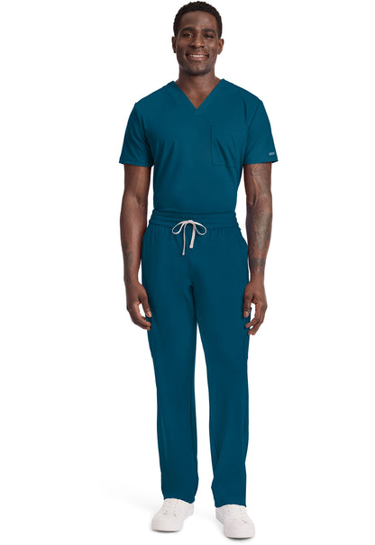 Achieve CK036 Men's 5-Pocket Straight Leg Scrub Pants Caribbean Blue