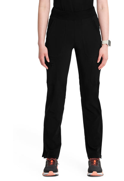 Classics CK065A Mid Rise Tapered Leg Pull-on Pants Black Model Image Front | Cherokee