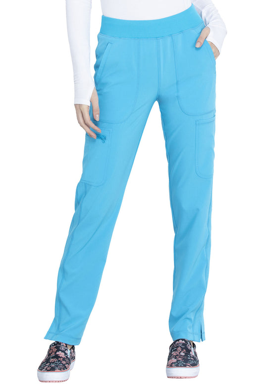 Classics CK065A Mid Rise Tapered Leg Pull-on Pants Blue Jay Model Image Front | Cherokee