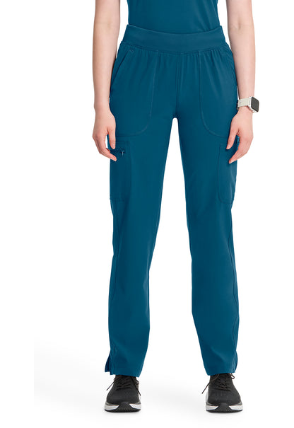 Classics CK065A Mid Rise Tapered Leg Pull-on Pants Caribbean Blue Model Image Front | Cherokee