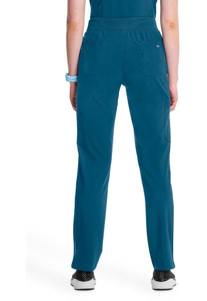 Classics CK065A Mid Rise Tapered Leg Pull-on Pants Caribbean Blue Model Image Back | Cherokee