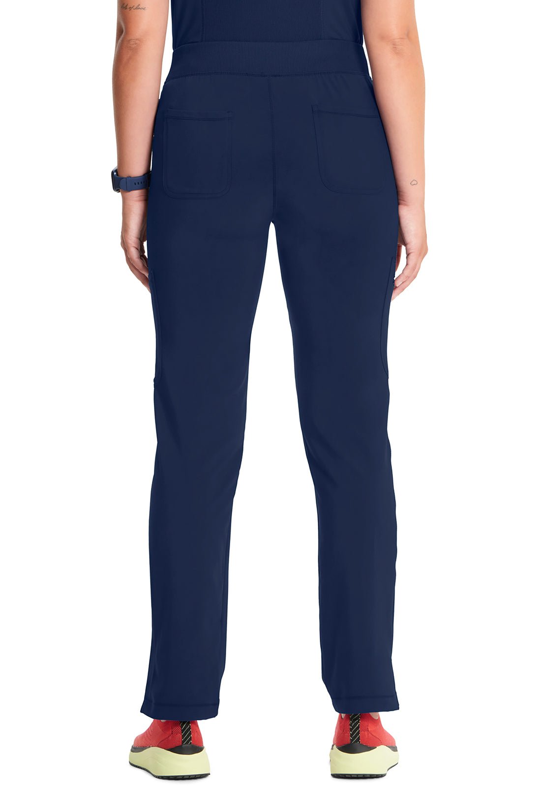 Classics CK065A Mid Rise Tapered Leg Pull-on Pants Navy Model Image Back | Cherokee