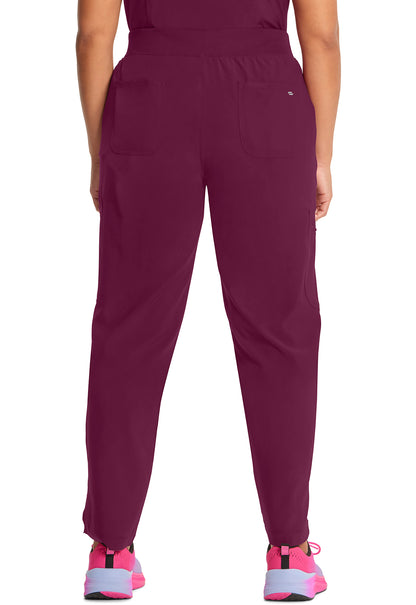 Classics CK065A Mid Rise Tapered Leg Pull-on Pants Wine Model Image Back | Cherokee