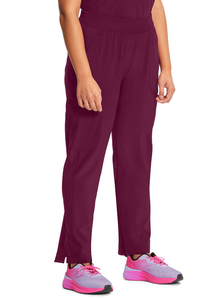 Classics CK065A Mid Rise Tapered Leg Pull-on Pants Wine Model Image Left Side | Cherokee