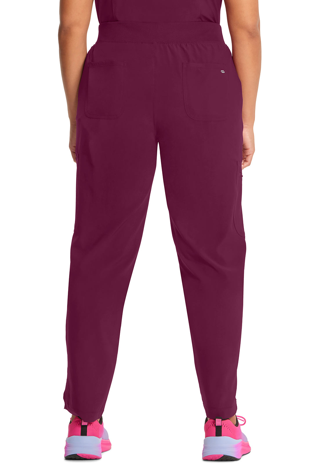 Classics CK065A Mid Rise Tapered Leg Pull-on Pants Wine Model Image Back | Infinity