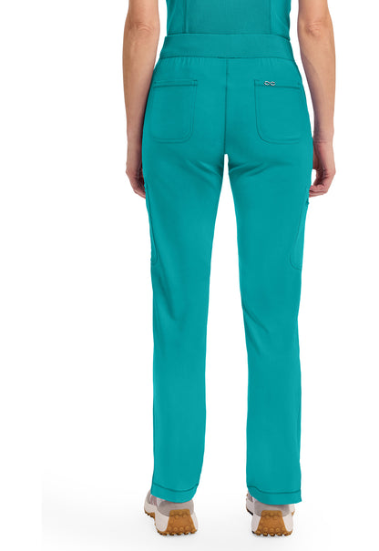 Infinity CK065A Women's Mid Rise Tapered Leg Pull-on Scrub Pants Teal Blue