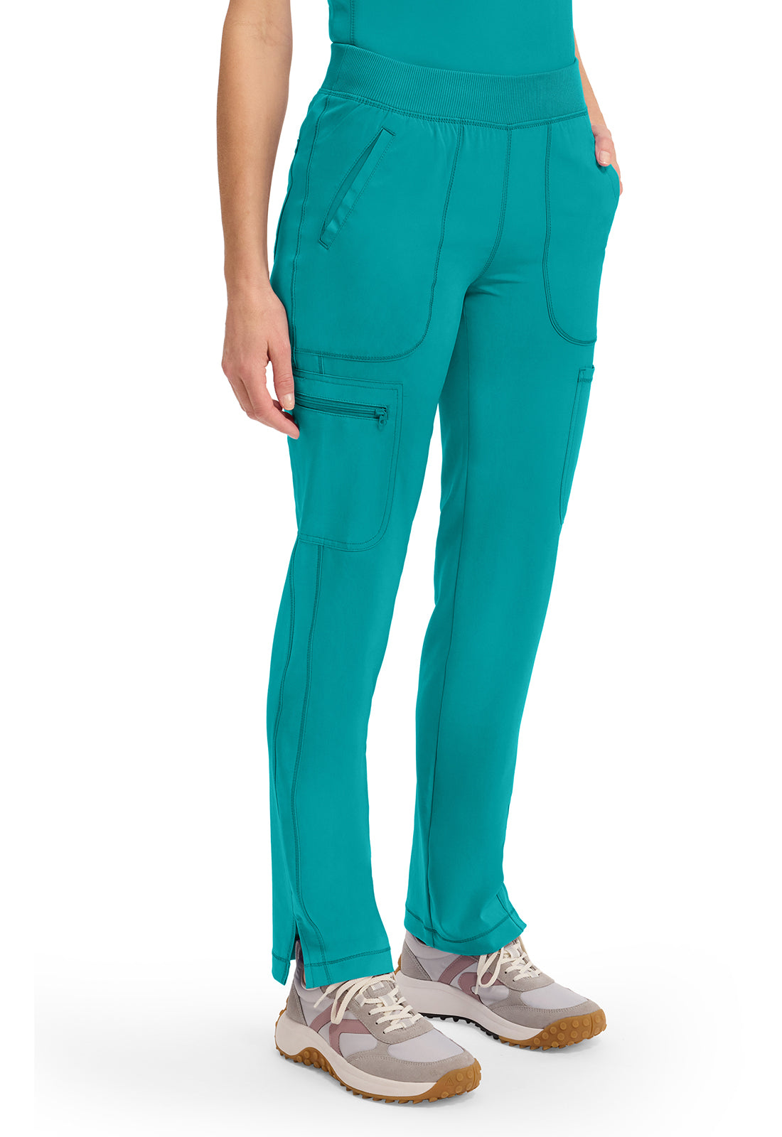 Infinity CK065A Women's Mid Rise Tapered Leg Pull-on Scrub Pants Teal Blue