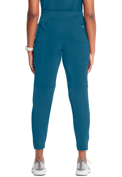 Classics CK067A High Rise Skinny Leg Pants Caribbean Blue Model Image Back | Infinity