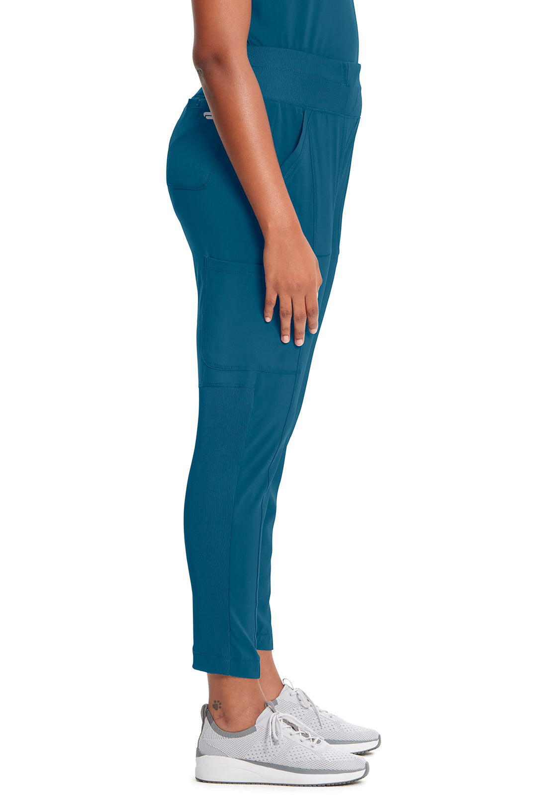 Classics CK067A High Rise Skinny Leg Pants Caribbean Blue Model Image Right Side | Infinity