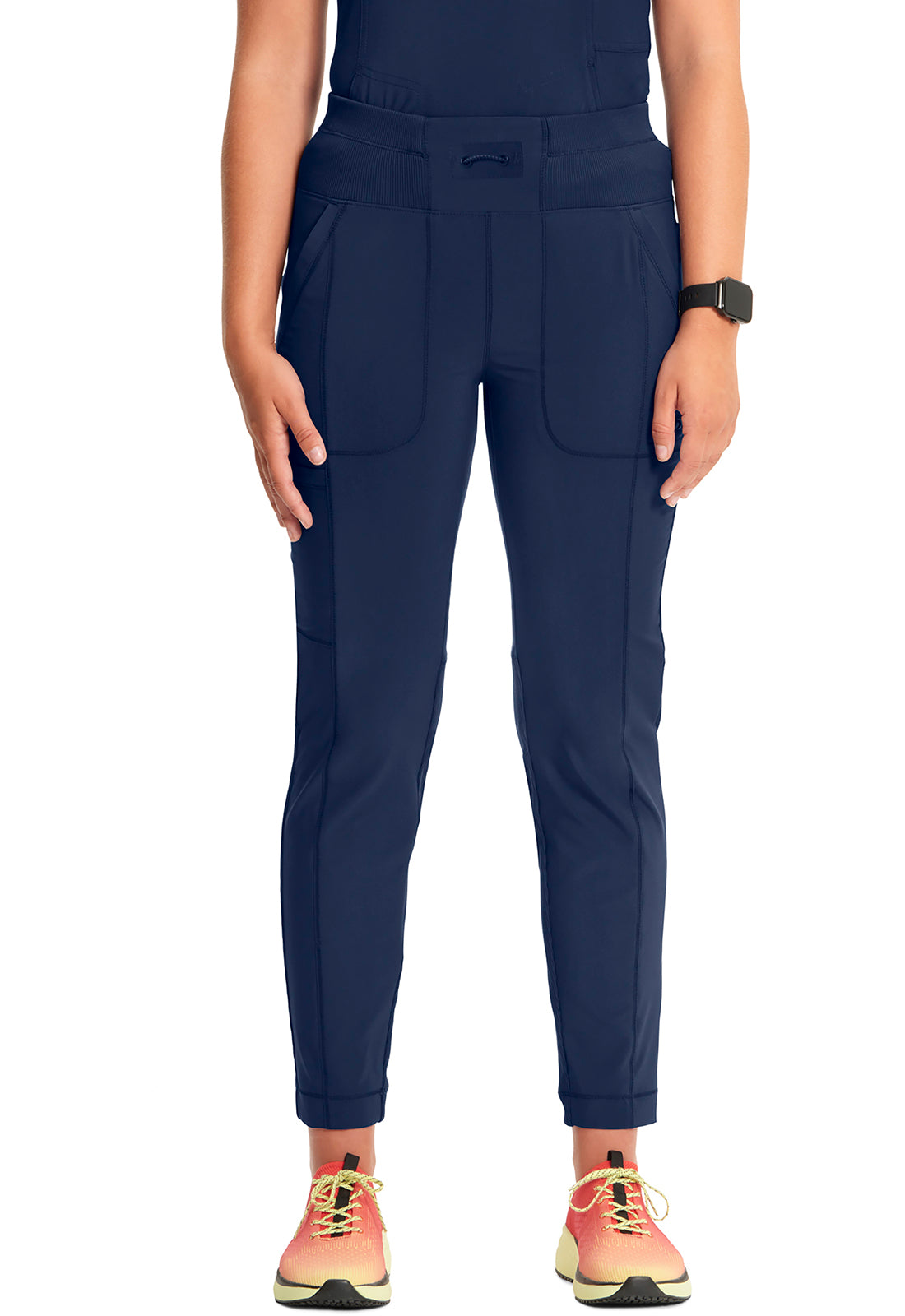 Classics CK067A High Rise Skinny Leg Pants Navy Model Image Front | Infinity