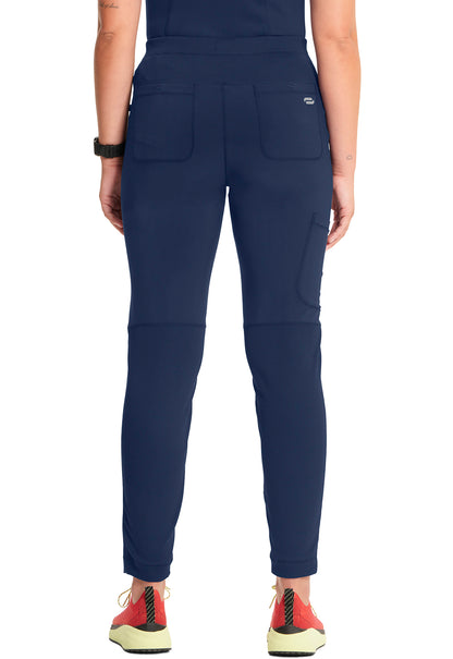 Classics CK067A High Rise Skinny Leg Pants Navy Model Image Back | Infinity