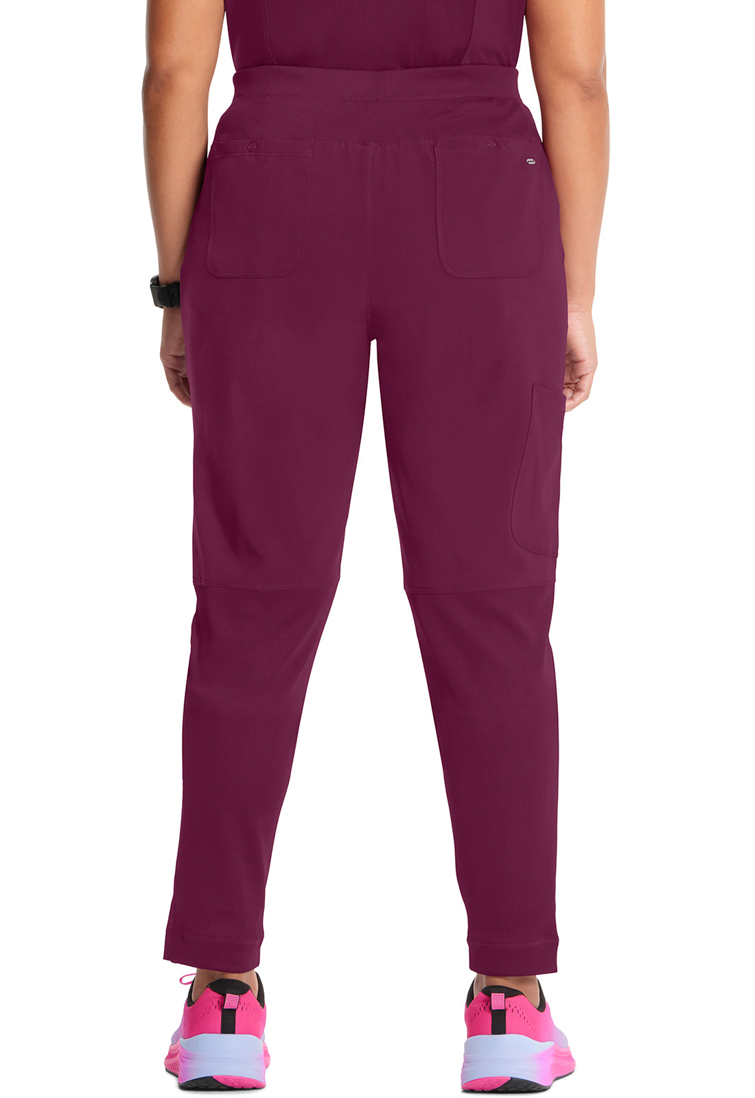 Classics CK067A High Rise Skinny Leg Pants Wine Model Image Back | Infinity