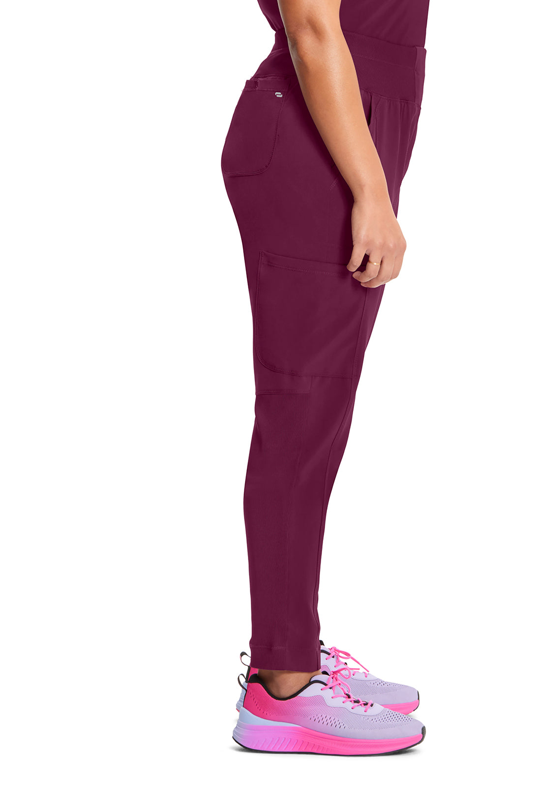 Classics CK067A High Rise Skinny Leg Pants Wine Model Image Right Side | Infinity