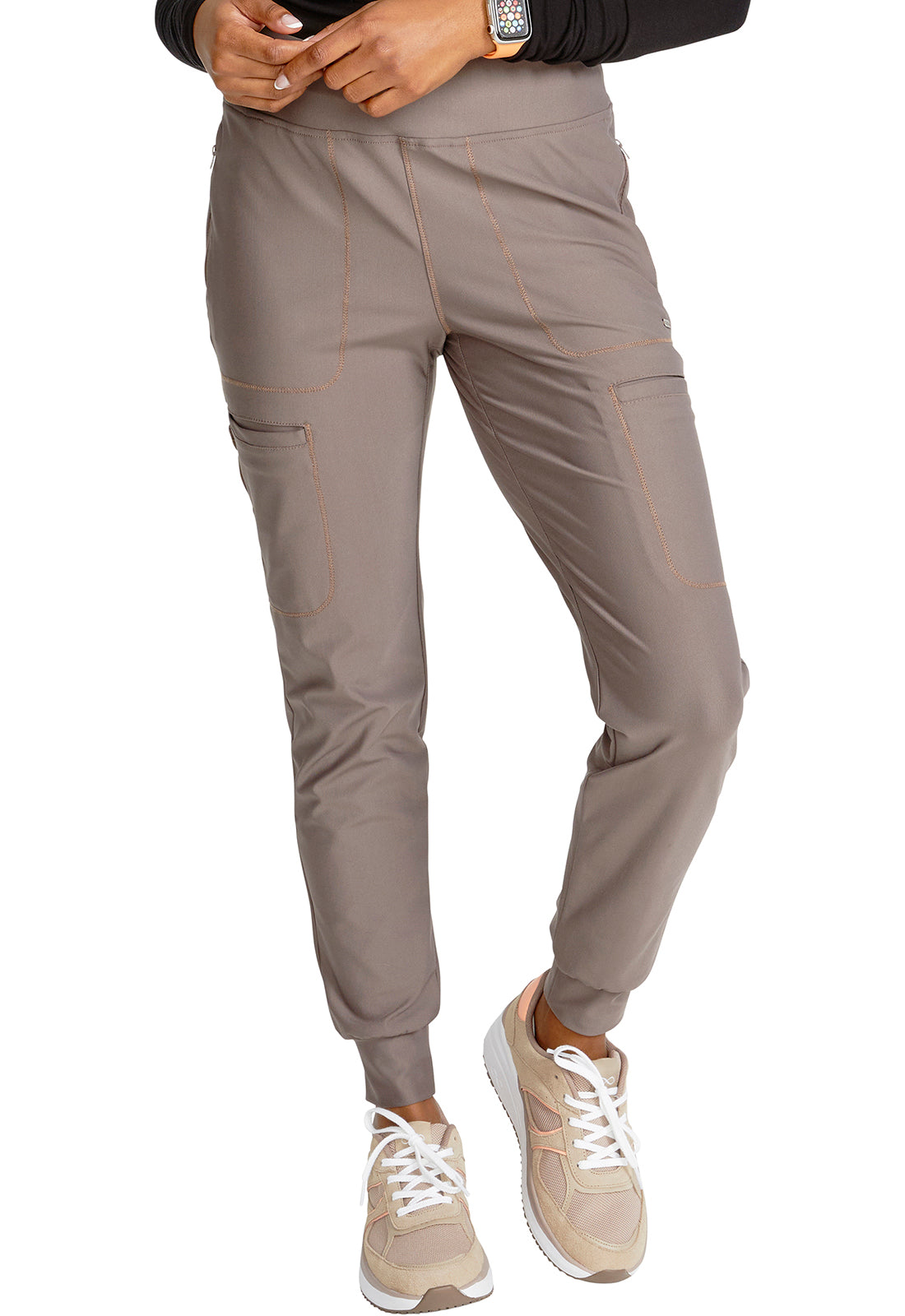 Form CK092 Mid Rise Tapered Leg Drawstring Pants Iron Model Image Front | Cherokee